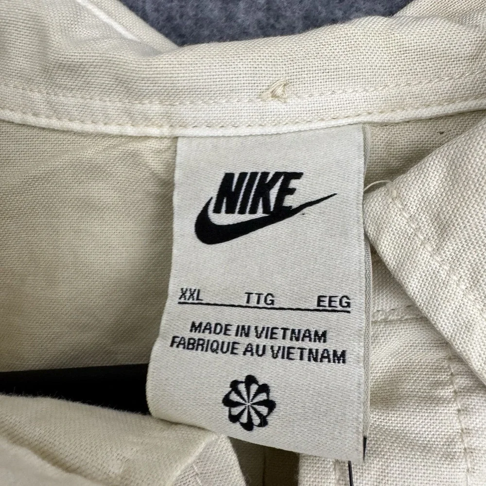 Nike Move To Zero Button Up Shirt Mens XXL Beige Loose Fit Organic Cotton NWT